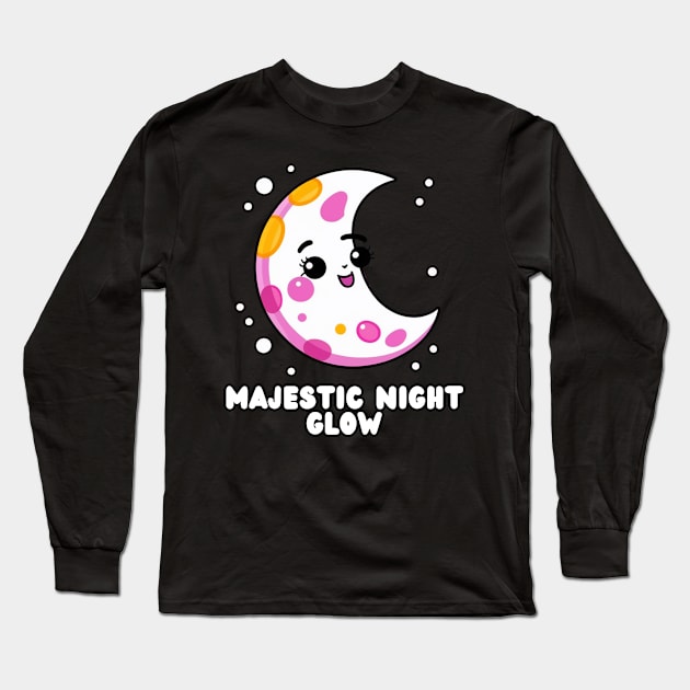 Majestic Shining Moon Long Sleeve T-Shirt by Estrella Design